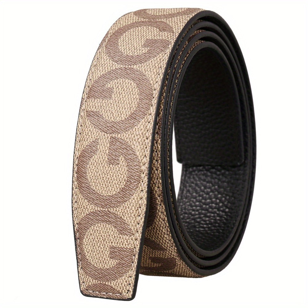 Men's Belt - Leather Unisex Genuine Leather, Letter G Embossed Automatic Alloy Buckle - product detail view 4