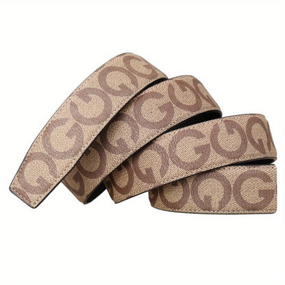 Men's Belt - Leather Unisex Genuine Leather, Letter G Embossed Automatic Alloy Buckle - product detail view 6
