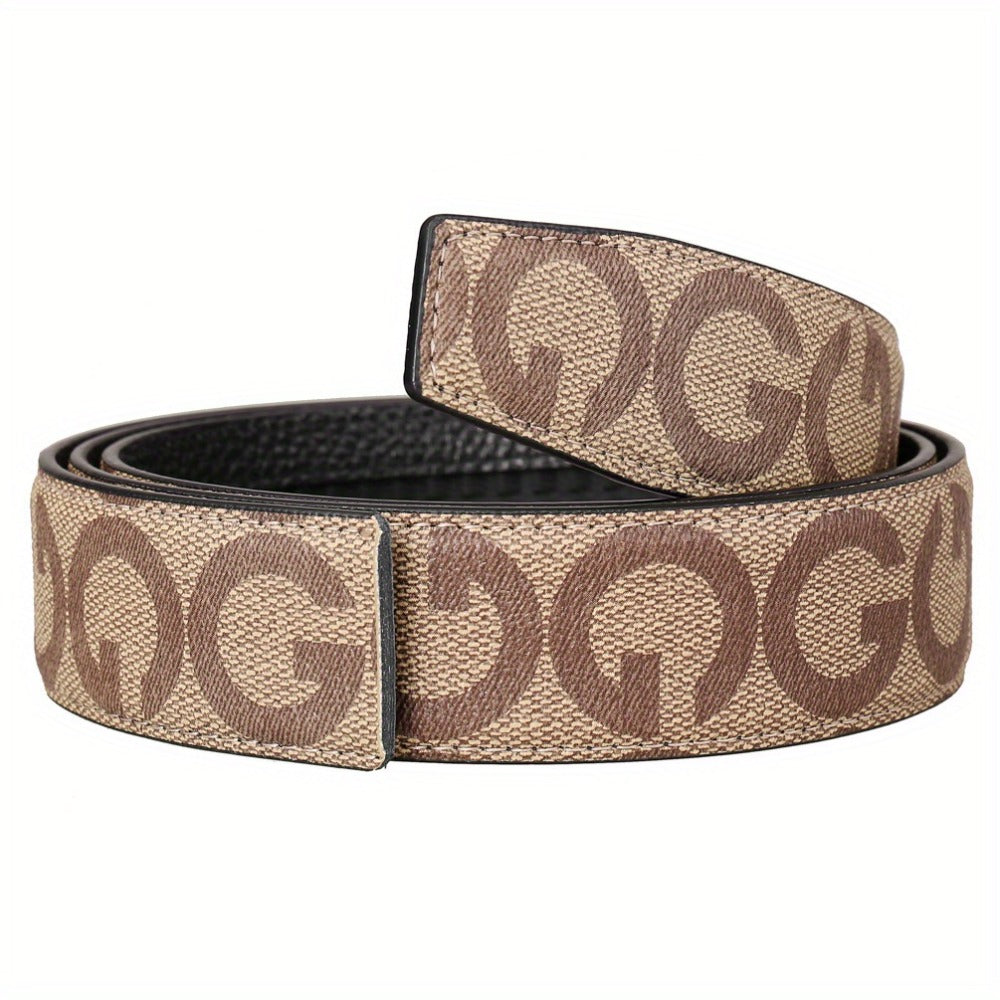 Men's Belt - Leather Unisex Genuine Leather, Letter G Embossed Automatic Alloy Buckle - product detail view 7