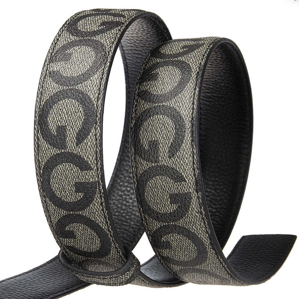 Men's Belt - Leather Unisex Genuine Leather, Letter G Embossed Automatic Alloy Buckle - product detail view 8