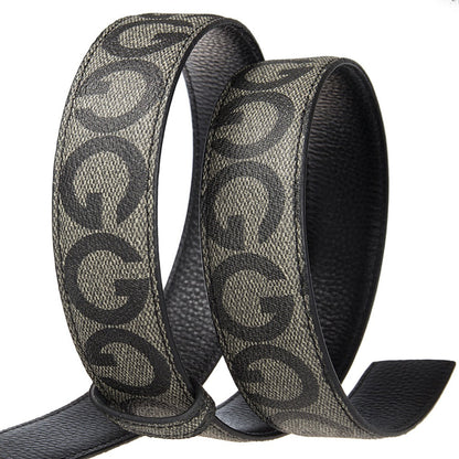 Men's Belt - Leather Unisex Genuine Leather, Letter G Embossed Automatic Alloy Buckle - product detail view 8