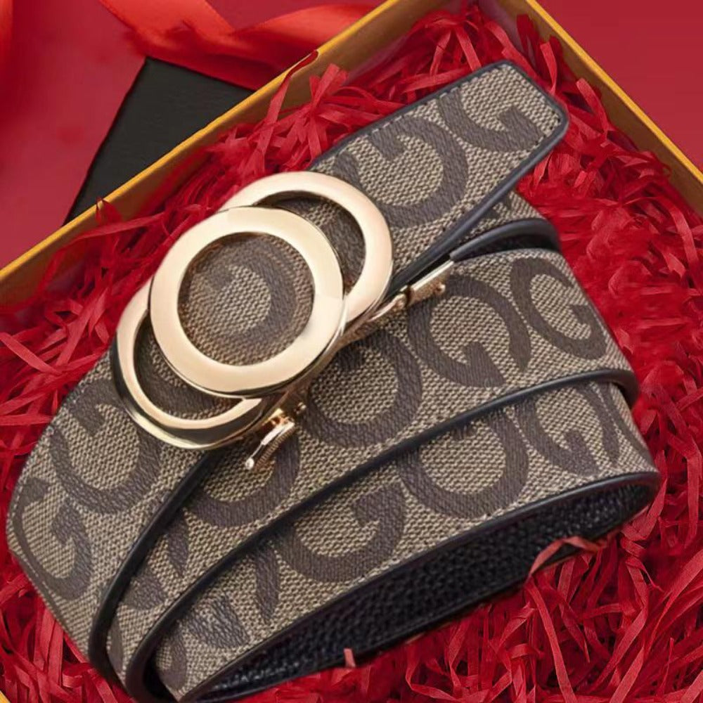 Men's Belt - Leather Unisex Genuine Leather, Letter G Embossed Automatic Alloy Buckle - product detail view 11