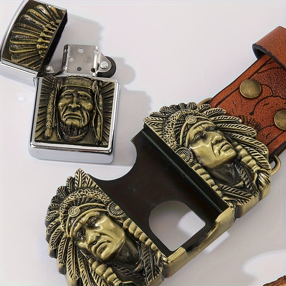 Men's Belt - Lighter for Detachable Western Cowboy Printed with Built-In Lighter - product detail view 5