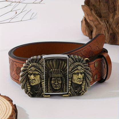 Men's Belt - Lighter for Detachable Western Cowboy Printed with Built-In Lighter - product detail view 6