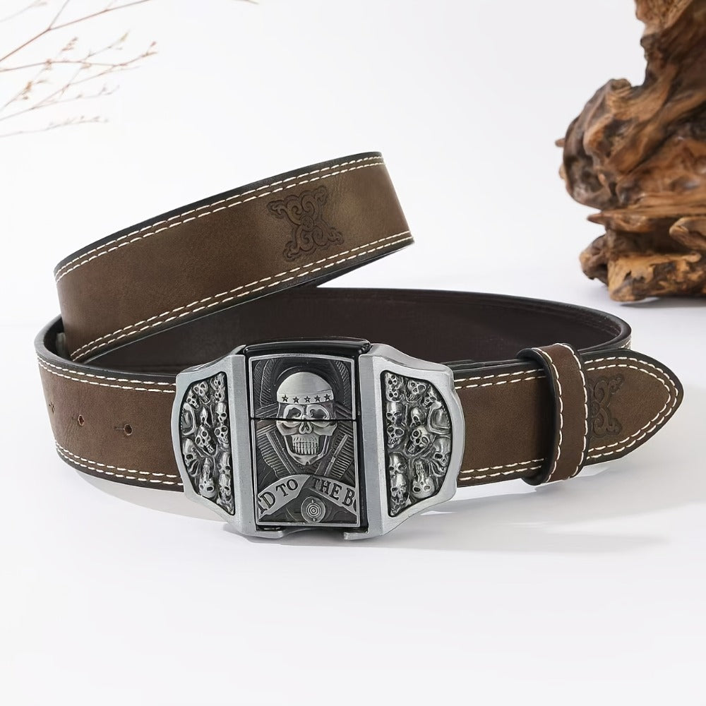 Men's Belt - Lighter for Detachable Western Cowboy Printed with Built-In Lighter - product detail view 17