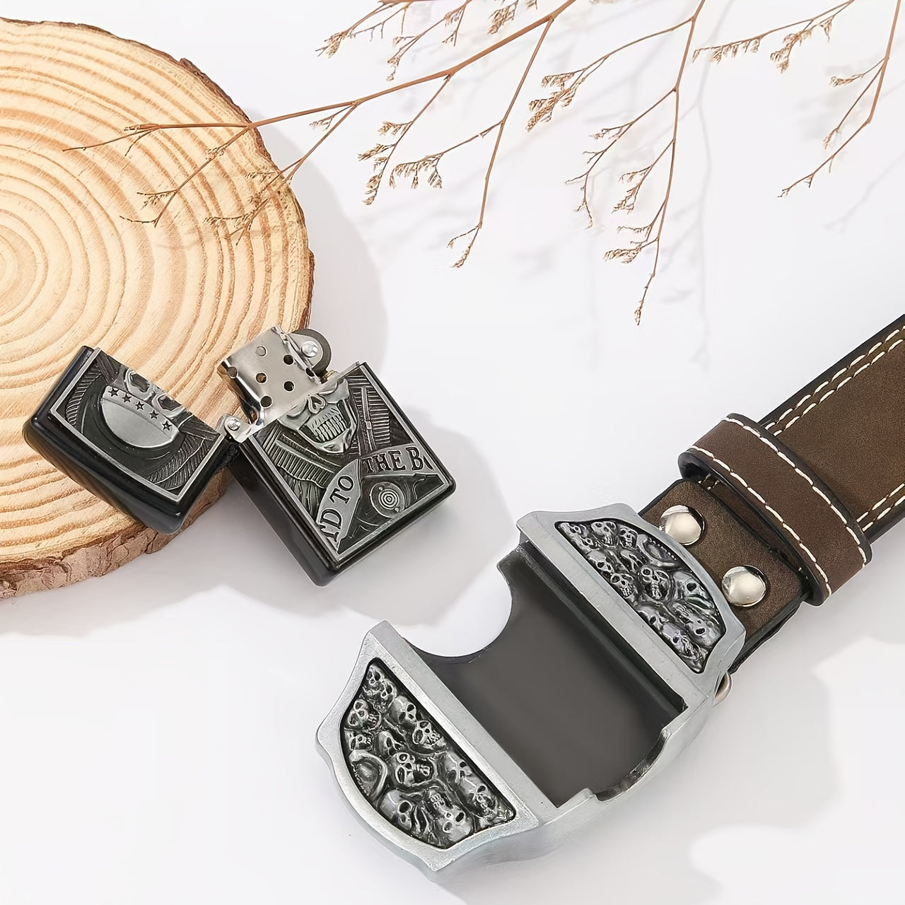 Men's Belt - Lighter for Detachable Western Cowboy Printed with Built-In Lighter - product detail view 20
