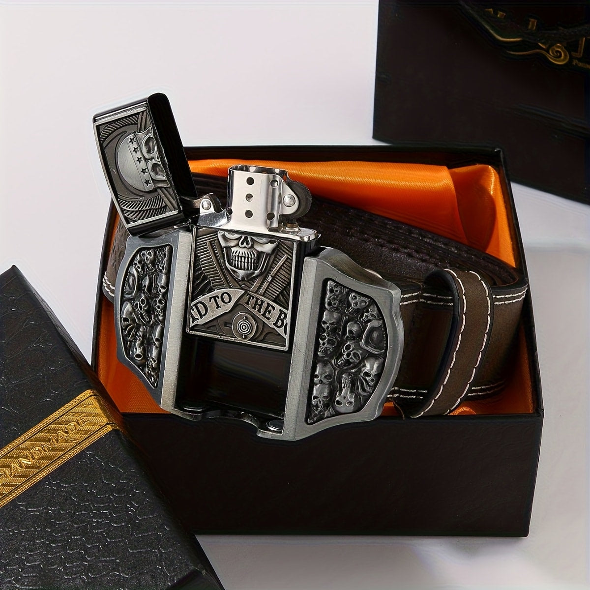 Men's Belt - Lighter for Detachable Western Cowboy Printed with Built-In Lighter - product detail view 28