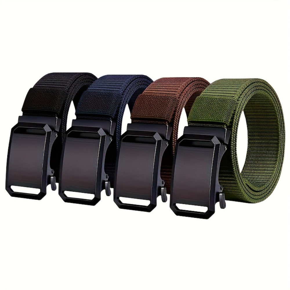 Men's Belt - Nylon Elastic 4-Pack Automatic Buckle Adjustable Stretch Waistband for - product detail view 5