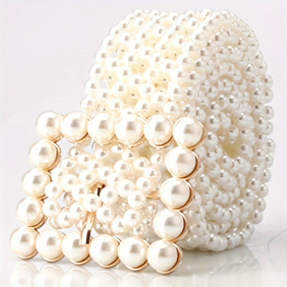 Women's Belt - Pearl for Adjustable Woven Waist - Elegant Hollow Faux Pearl Body Chain - main product view