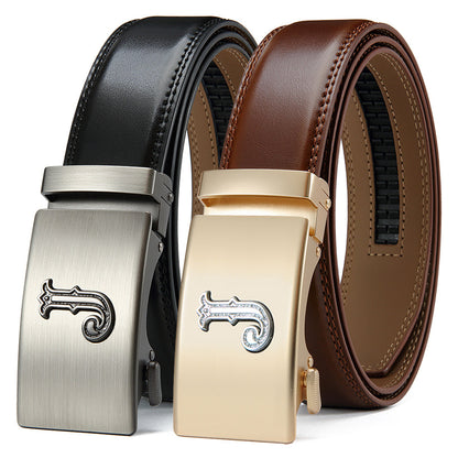 Men's Belt - Premium Leather Ratchet Set of 2 Black & Brown, Detachable Gear Buckle - product detail view 11