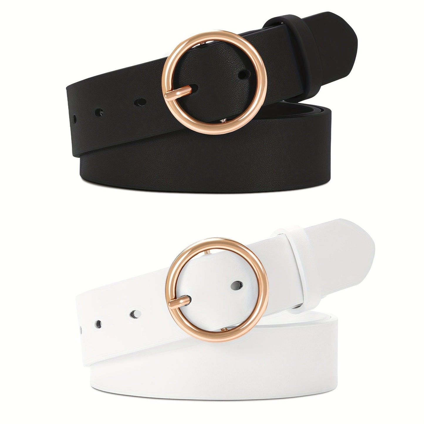 Women's Belt - PU Leather for 3-Pack Round Alloy Buckle Waist for Dresses Jeans Pants - product detail view 27