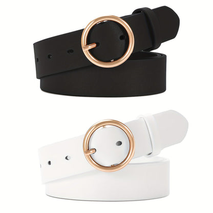 Women's Belt - PU Leather for 3-Pack Round Alloy Buckle Waist for Dresses Jeans Pants - product detail view 27