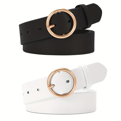 Women's Belt - PU Leather for 3-Pack Round Alloy Buckle Waist for Dresses Jeans Pants - product detail view 28
