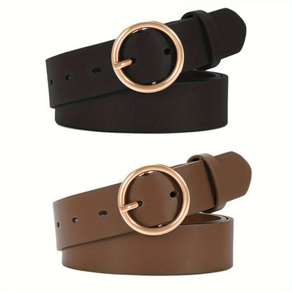 Women's Belt - PU Leather for 3-Pack Round Alloy Buckle Waist for Dresses Jeans Pants - product detail view 32