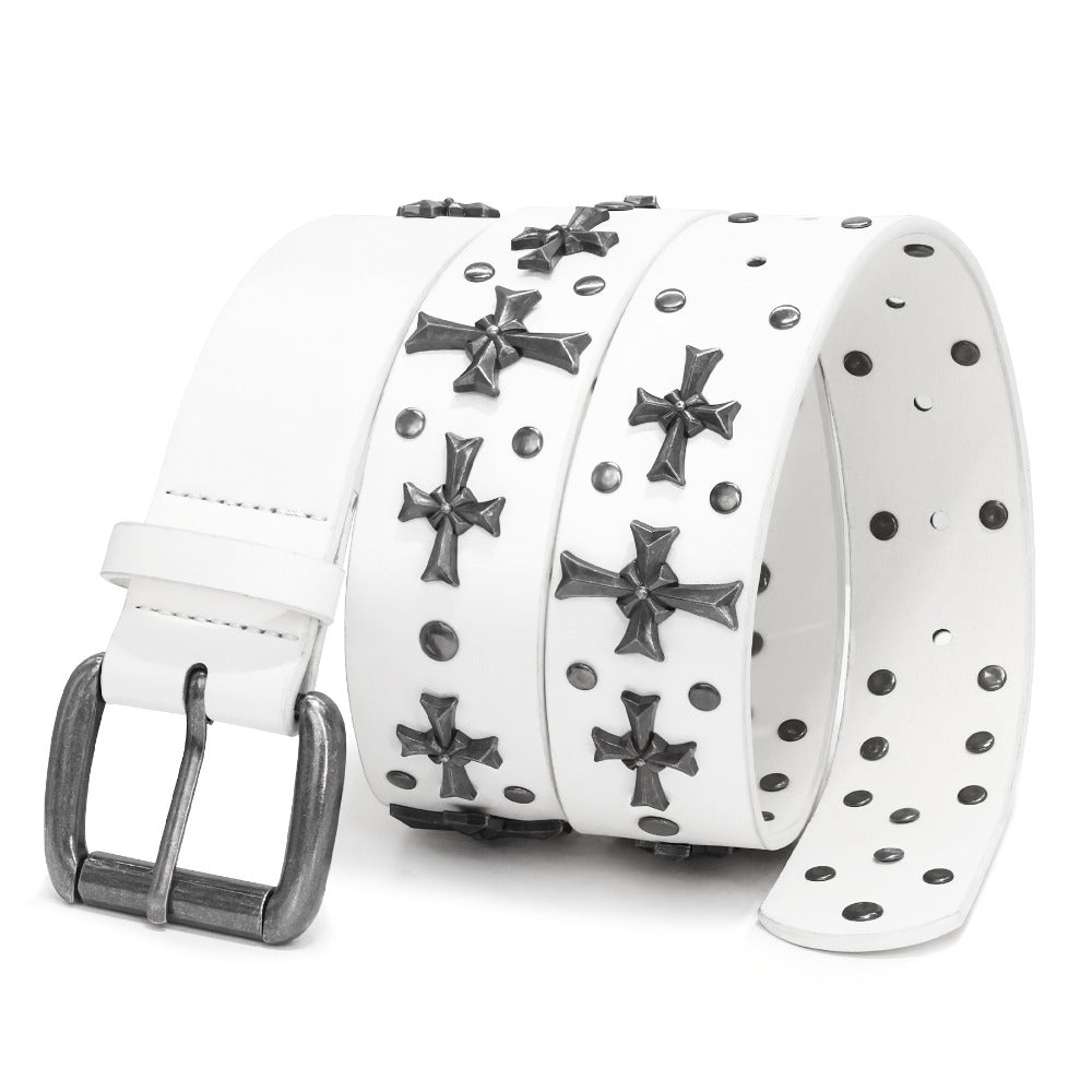 Women's Belt - Punk Studded Y2K Rivet Gothic Cross Rivet Metal Alloy Buckle Waist for - product detail view 4
