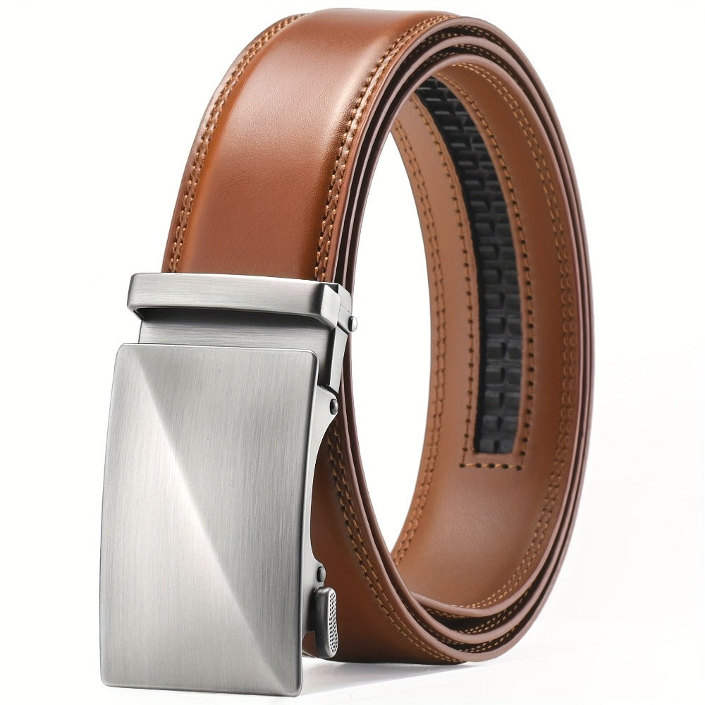 Men's Belt - Ratchet for Premium Leather Slide Automatic Click Buckle No-Hole - product detail view 5