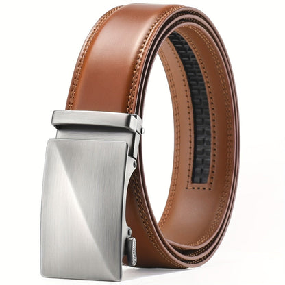 Men's Belt - Ratchet for Premium Leather Slide Automatic Click Buckle No-Hole - product detail view 5
