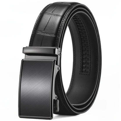 Men's Belt - Ratchet for Premium Leather Slide Automatic Click Buckle No-Hole - product detail view 17