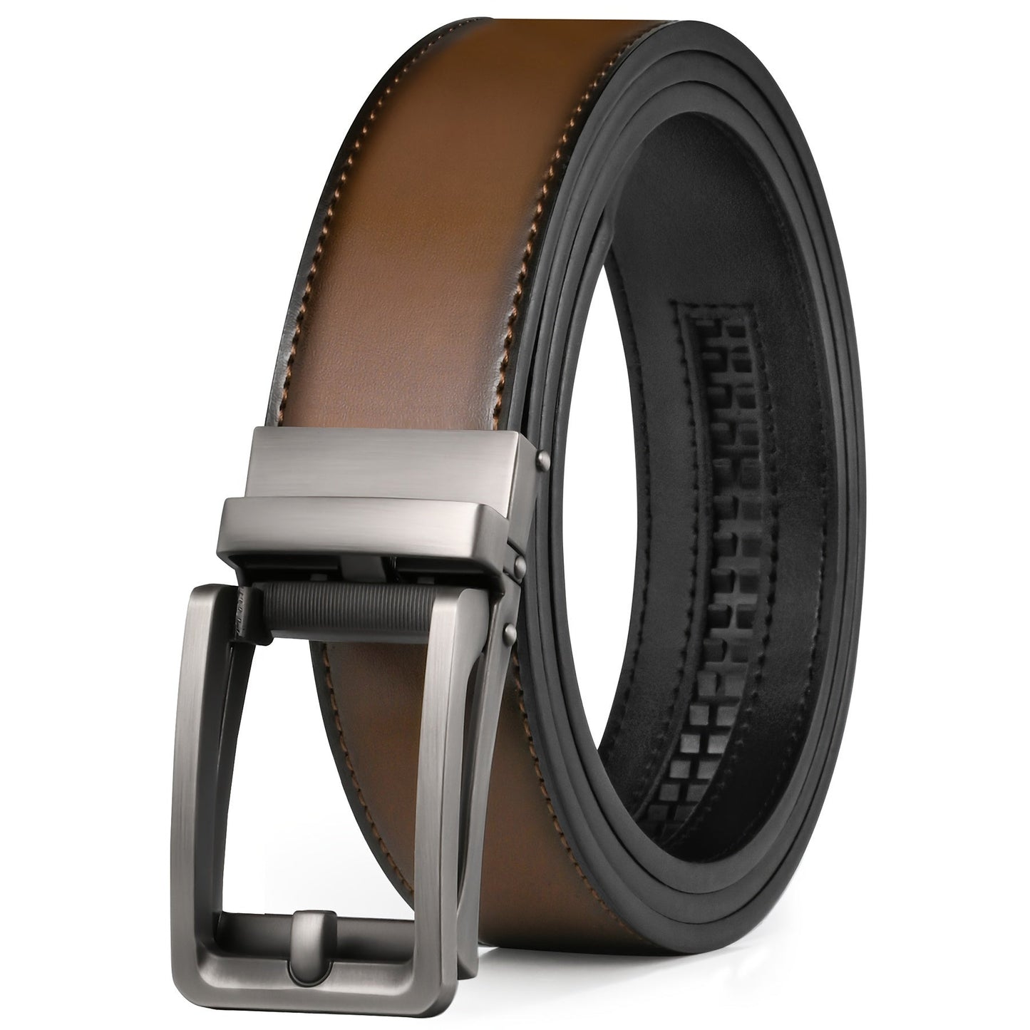 Men's Belt - Ratchet for Premium Leather Slide Automatic Click Buckle No-Hole - product detail view 21