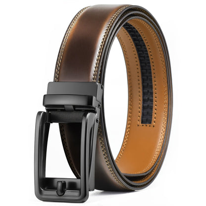 Men's Belt - Ratchet for Premium Leather Slide Automatic Click Buckle No-Hole - product detail view 24