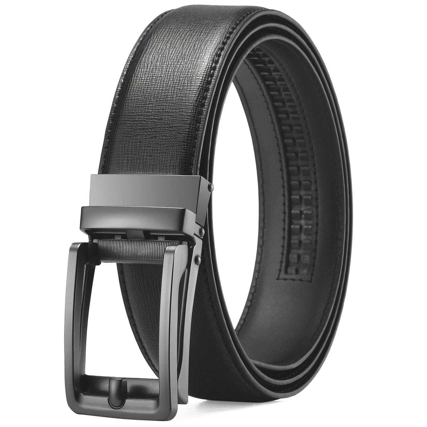 Men's Belt - Ratchet for Premium Leather Slide Automatic Click Buckle No-Hole - product detail view 26