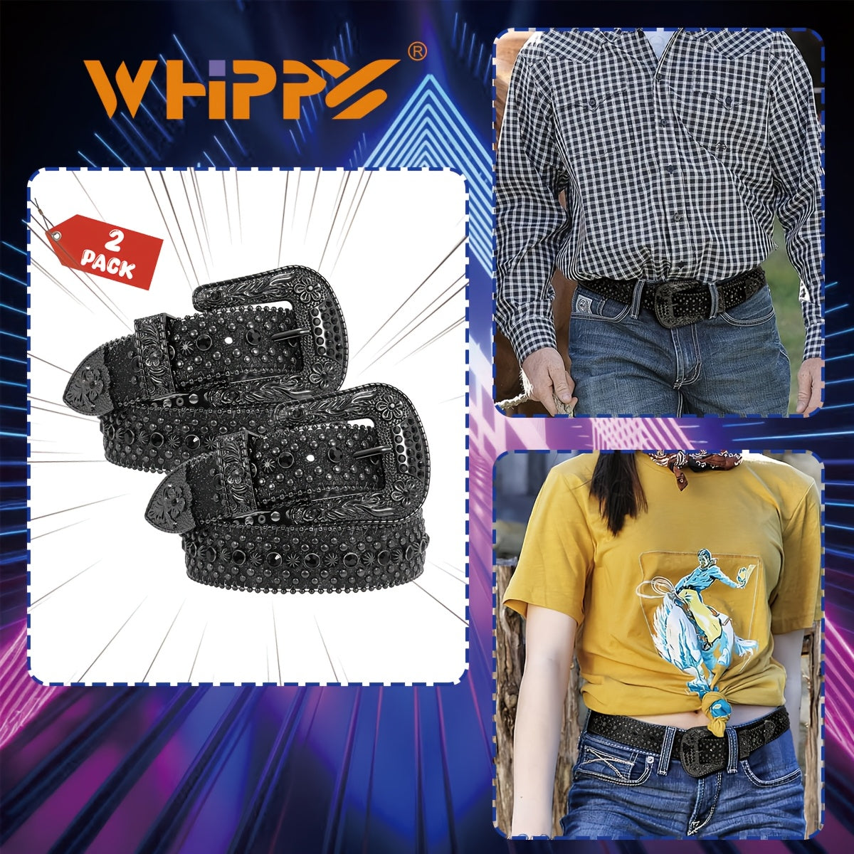 Men's Belt - Rhinestone Bling Waist Chain Body Chain for Women Sparkling Crystal Sequin - product detail view 30