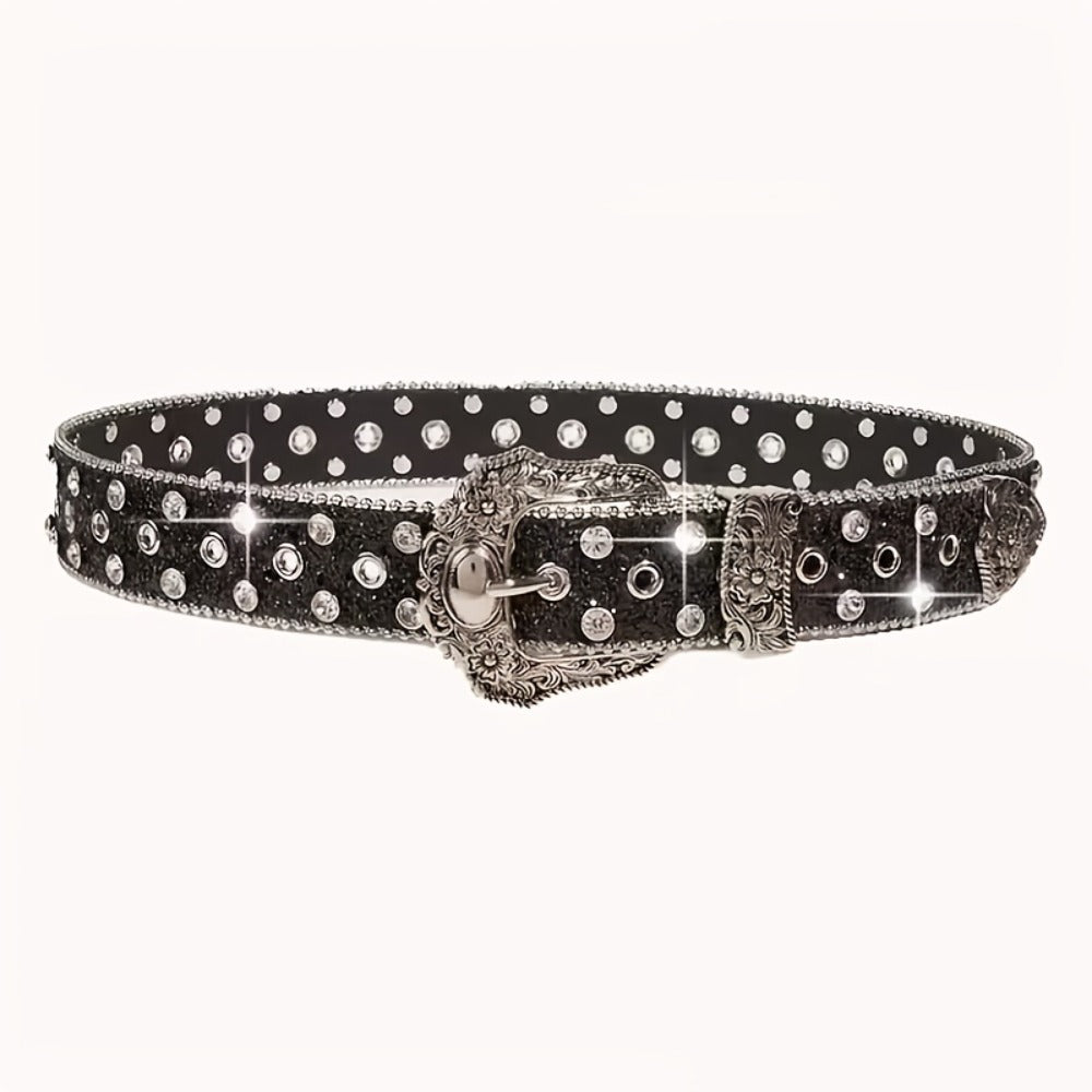 Women's Belt - Rhinestone Chain for | Sparkly Sequin Waist with Rivet Decorations & - product detail view 3