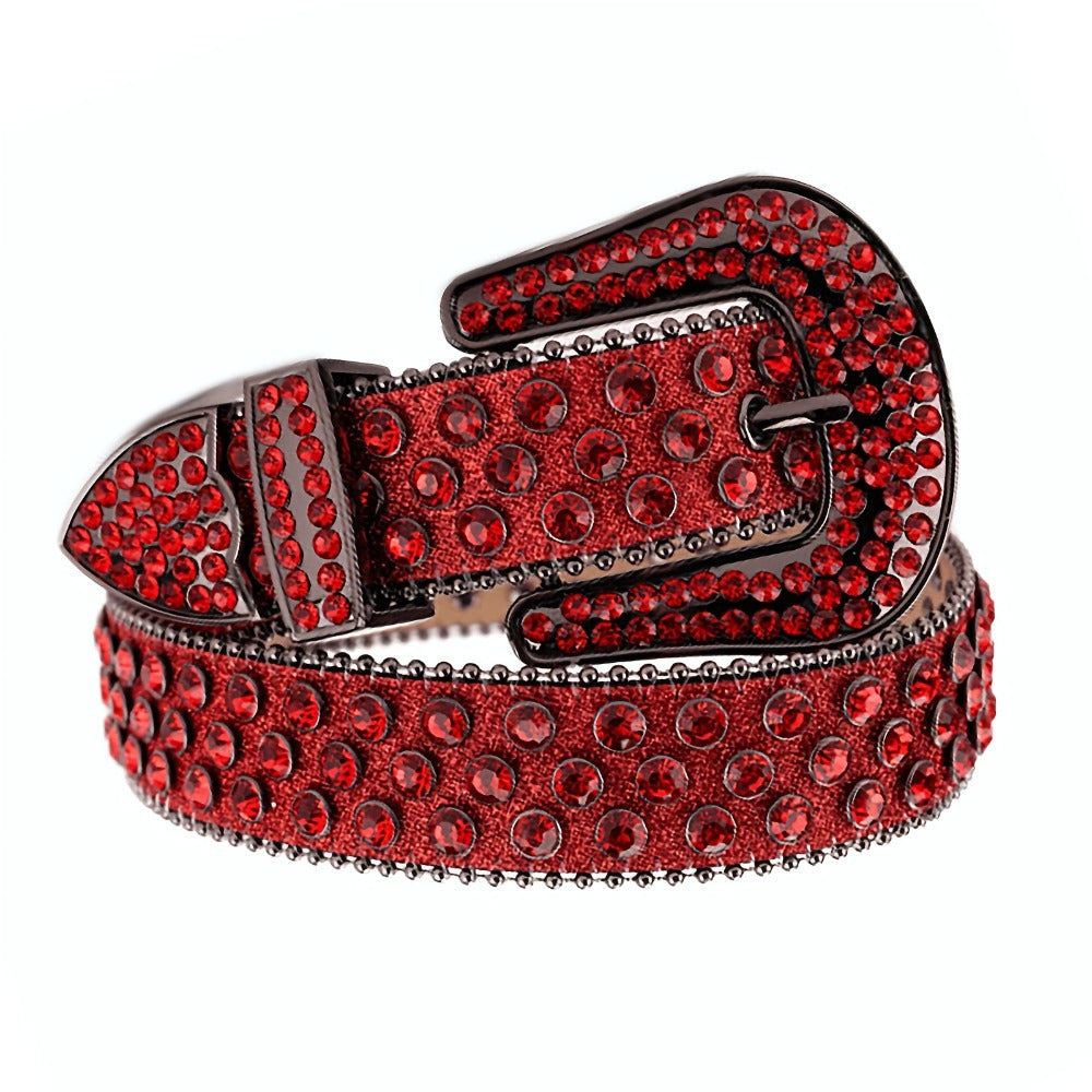 Women's Belt - Rhinestone Crystal Studded Punk Hip Hop Gothic Adjustable Waist for Jeans - product detail view 5