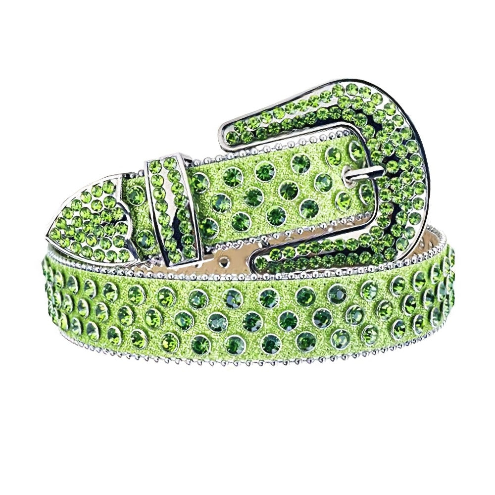 Women's Belt - Rhinestone Crystal Studded Punk Hip Hop Gothic Adjustable Waist for Jeans - product detail view 9