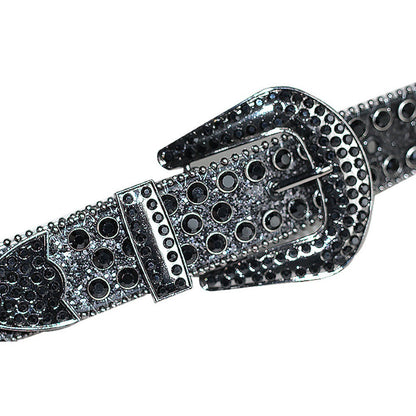Women's Belt - Rhinestone Crystal Studded Punk Hip Hop Gothic Adjustable Waist for Jeans - product detail view 10