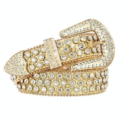 Women's Belt - Rhinestone Crystal Studded Punk Hip Hop Gothic Adjustable Waist for Jeans - product detail view 12