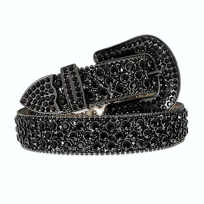 Women's Belt - Rhinestone Crystal Studded Punk Hip Hop Gothic Adjustable Waist for Jeans - product detail view 14