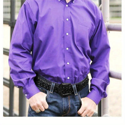 Men's Belt - Rhinestone for Western Cowboy Faux Crocodile Leather Strap Rivet Detail - product detail view 24