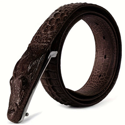 Men's Belt - 's Crocodile Embossed Two-Layer Genuine Cowhide Leather, 4 Colors, Waist - product detail view 5