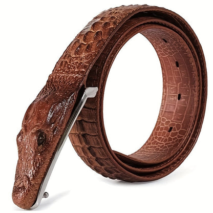 Men's Belt - 's Crocodile Embossed Two-Layer Genuine Cowhide Leather, 4 Colors, Waist - product detail view 15