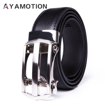 Men's Belt - 's Dress Bonded Leather Ratchet Automatic Buckle 1.3" Wide Brushed Nickel - product detail view 29