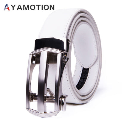 Men's Belt - 's Dress Bonded Leather Ratchet Automatic Buckle 1.3" Wide Brushed Nickel - product detail view 35