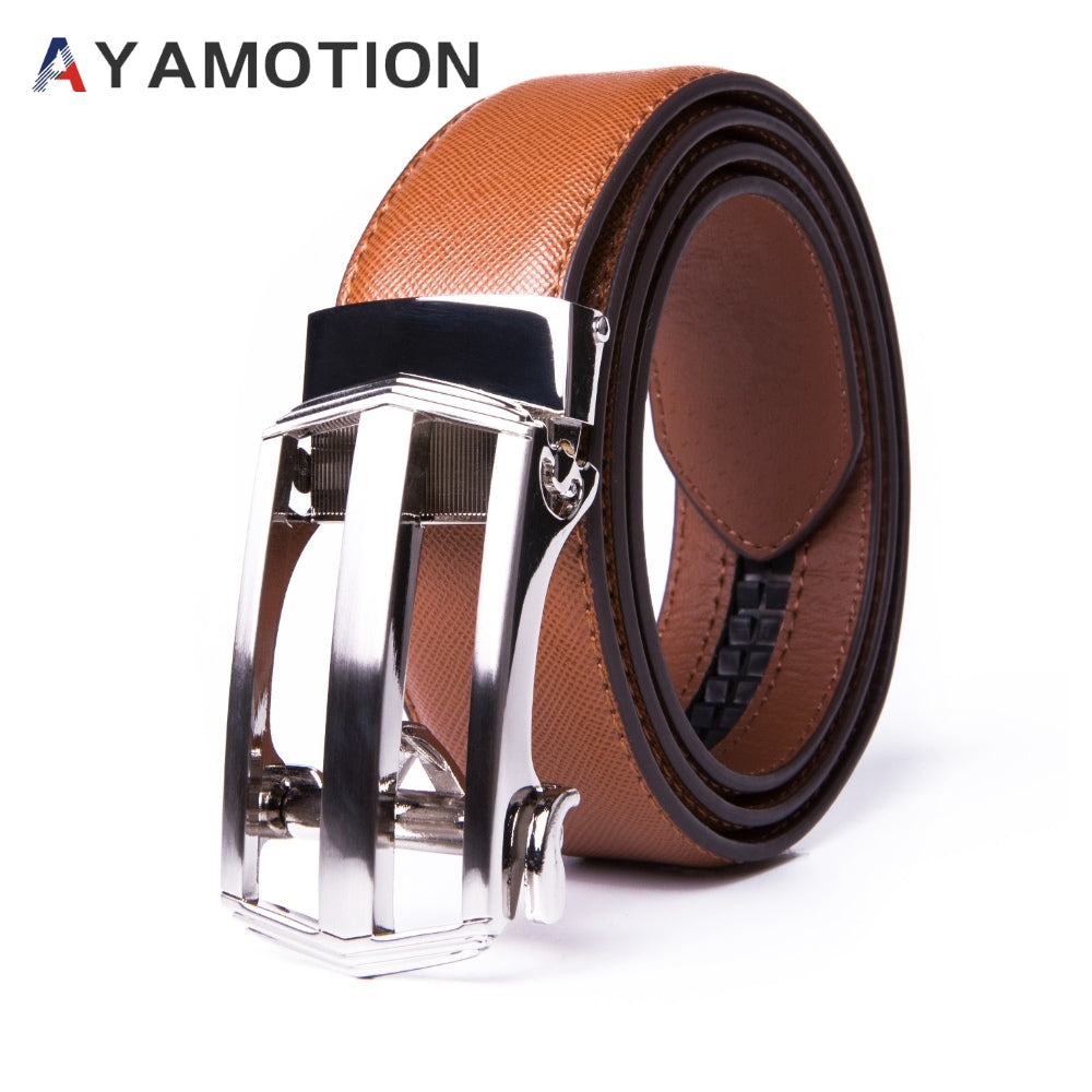 Men's Belt - 's Dress Bonded Leather Ratchet Automatic Buckle 1.3" Wide Brushed Nickel - product detail view 38