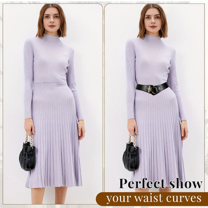 Women's Belt - 's Elastic Waist Retro Vintage Stretch Waistband for Dresses Skirts - product detail view 11