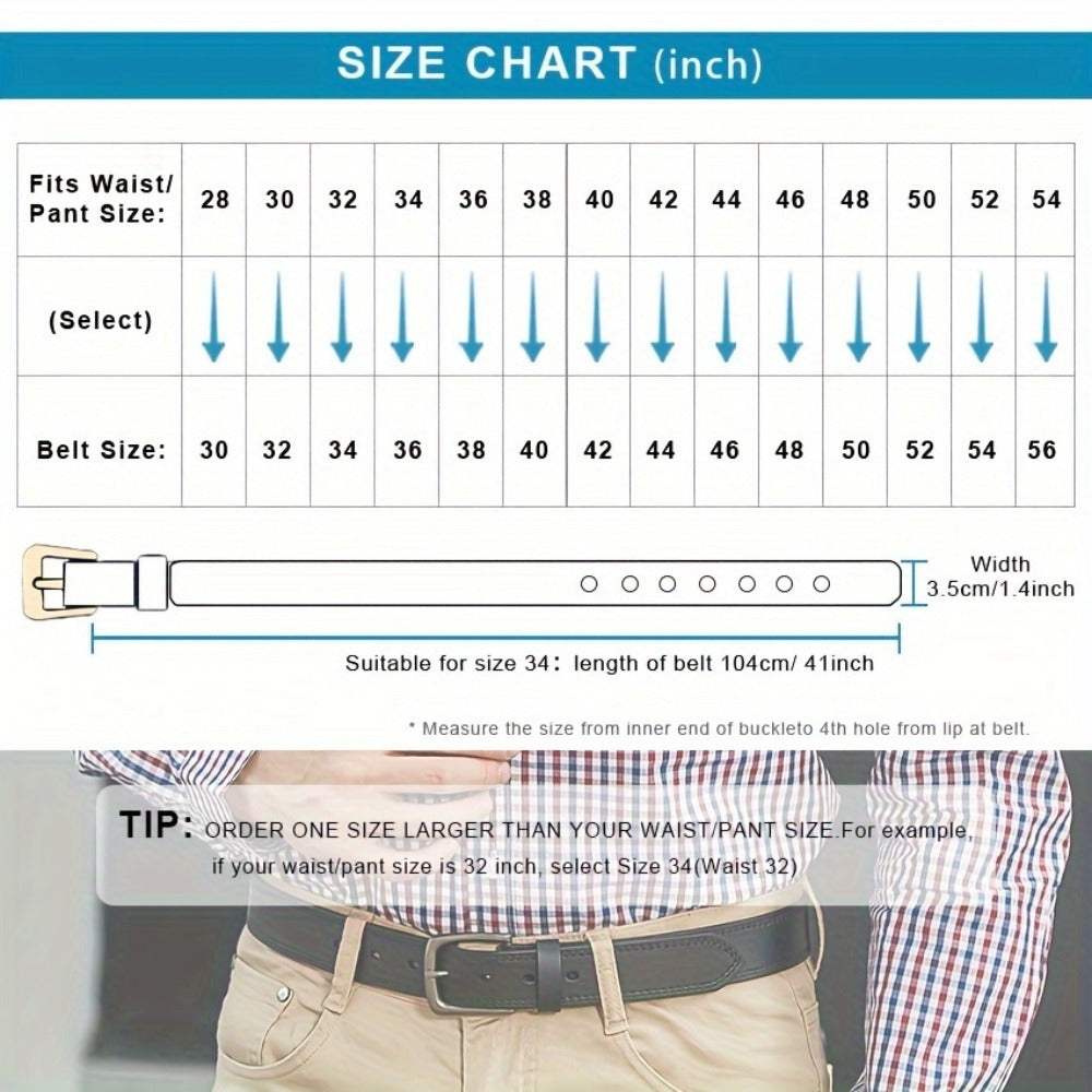 Men's Belt - 's Full Grain Leather Single & 2-Pack Bundle Classic Business Casual Dress - product detail view 2