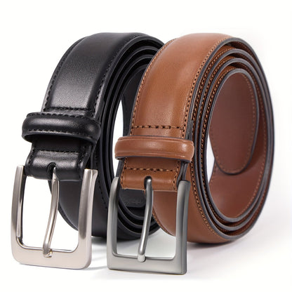 Men's Belt - 's Genuine Leather 2-Pack Set 1 3/8 Inch Dress Casual Golf Jeans , Black - product detail view 16