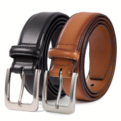 Men's Belt - 's Genuine Leather 2-Pack Set 1 3/8 Inch Dress Casual Golf Jeans , Black - product detail view 17