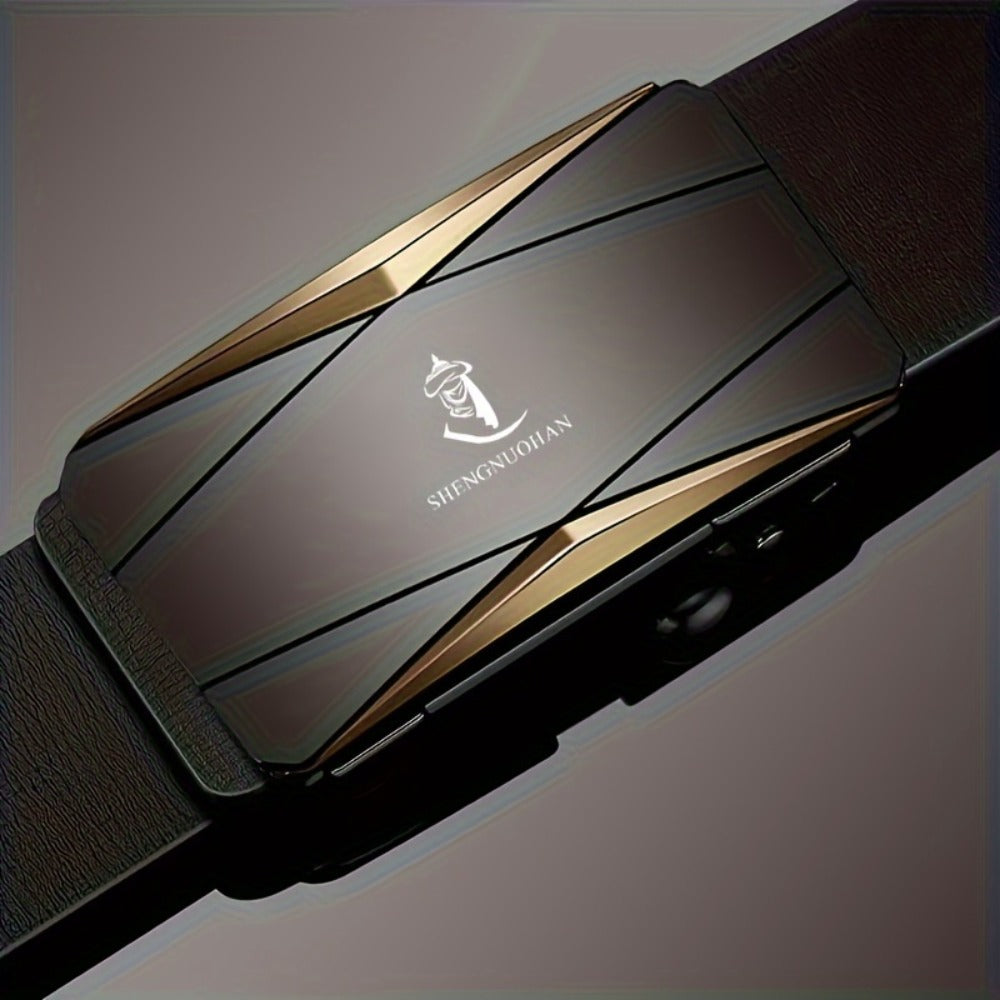 Men's Belt - 's Genuine Leather with Automatic Buckle Cowhide Dress for Formal Business - product detail view 4