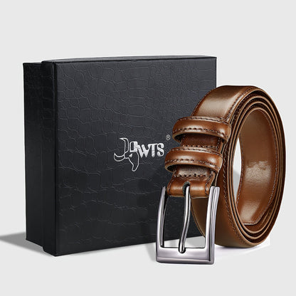 Men's Belt - 's Genuine Leather Gift Box Set Zinc Alloy Golden Buckle Dress for Jeans & - product detail view 15