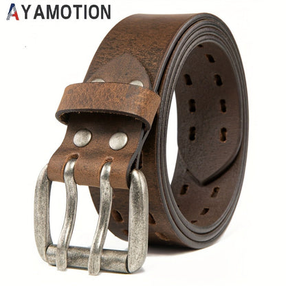 Men's Belt - 's Genuine Leather Handmade 1.2" Wide Full Grain Leather Work & Jeans - product detail view 5
