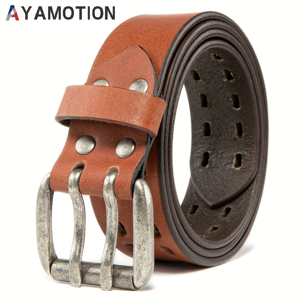 Men's Belt - 's Genuine Leather Handmade 1.2" Wide Full Grain Leather Work & Jeans - product detail view 16