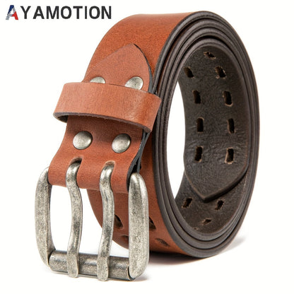 Men's Belt - 's Genuine Leather Handmade 1.2" Wide Full Grain Leather Work & Jeans - product detail view 16