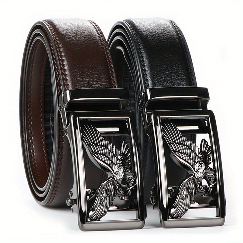 Men's Belt - 's Genuine Leather Set 2-Pack Automatic Ratchet Buckle, Adjustable 110 - product detail view 23