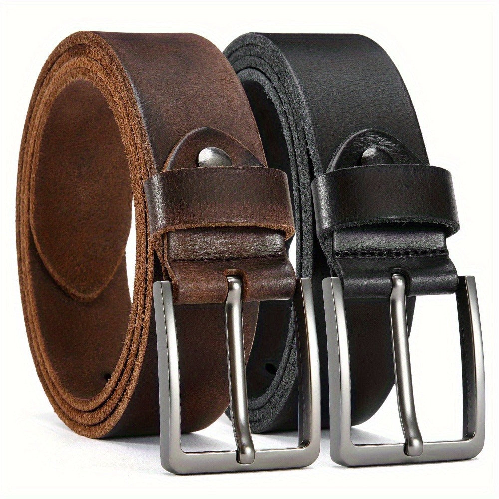 Men's Belt - 's Genuine Leather Set 2-Pack Alloy Pin Buckle, 4 Color Combos, Waist 30 - main product view
