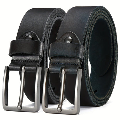 Men's Belt - 's Genuine Leather Set 2-Pack Alloy Pin Buckle, 4 Color Combos, Waist 30 - product detail view 4